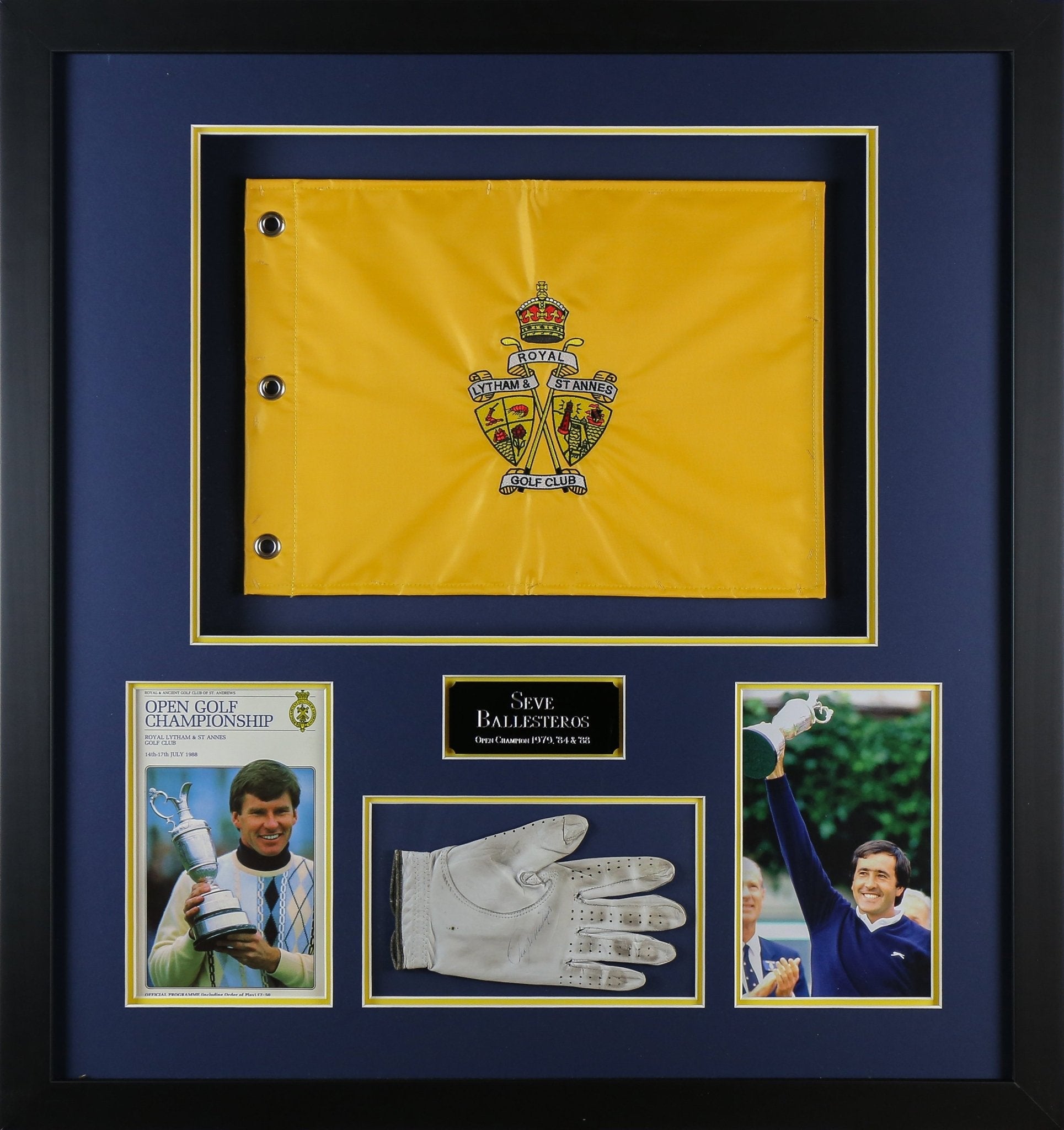 Game worn and Signed Seve Bellesteros Golfing Glove Framed Display - Memorabilia Framers Shop
